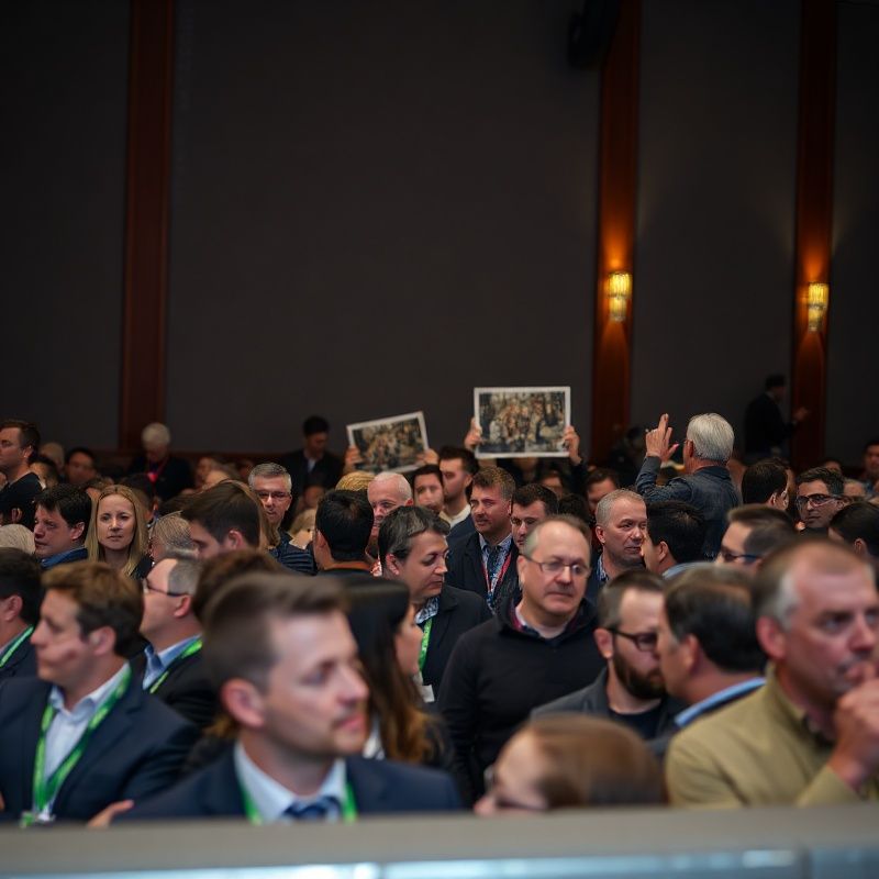 Conference event crowd shot from an elevated angle
